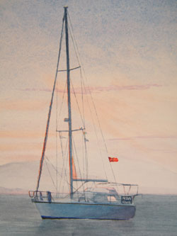 Aderyn Glas, watercolour